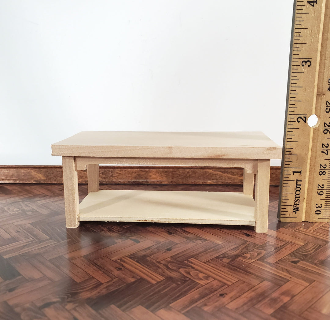 Dollhouse Coffee Table Unpainted Wood 1:12 Scale Miniature Living Room Furniture