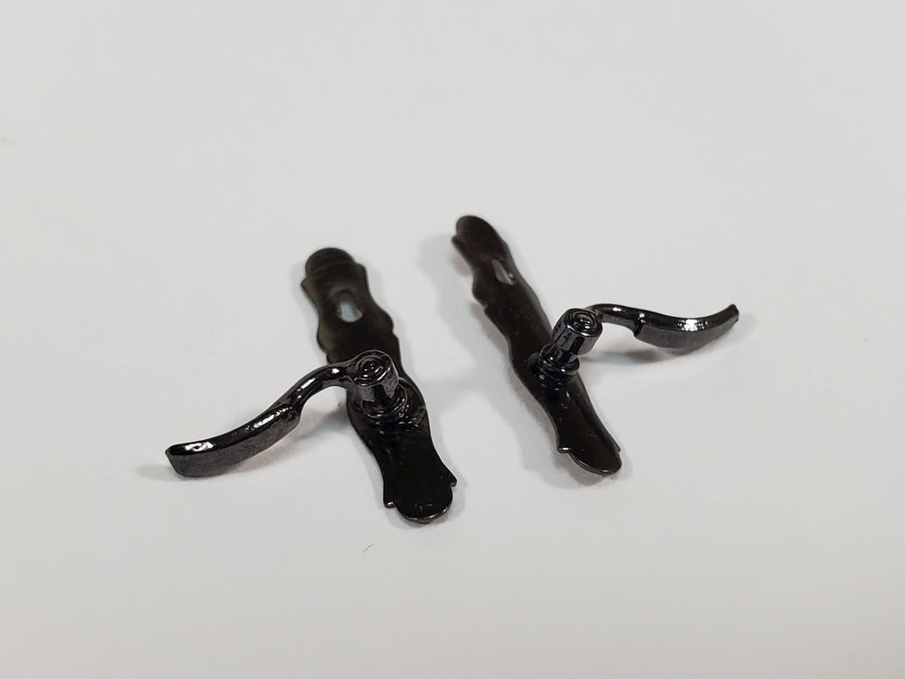 Dollhouse Door Handles x2 French Lever Style Dark Pewter 1:12 Scale CLA05581