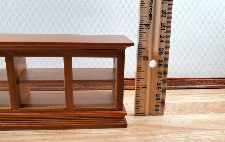 Dollhouse Low Display Counter for Bakery Store or Shop 1:12 Scale Walnut Finish Miniature Furniture