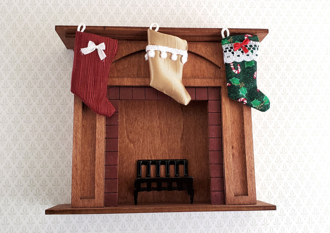 Dollhouse Miniature Christmas Stocking Red with White Bow Handmade 1:12 Scale