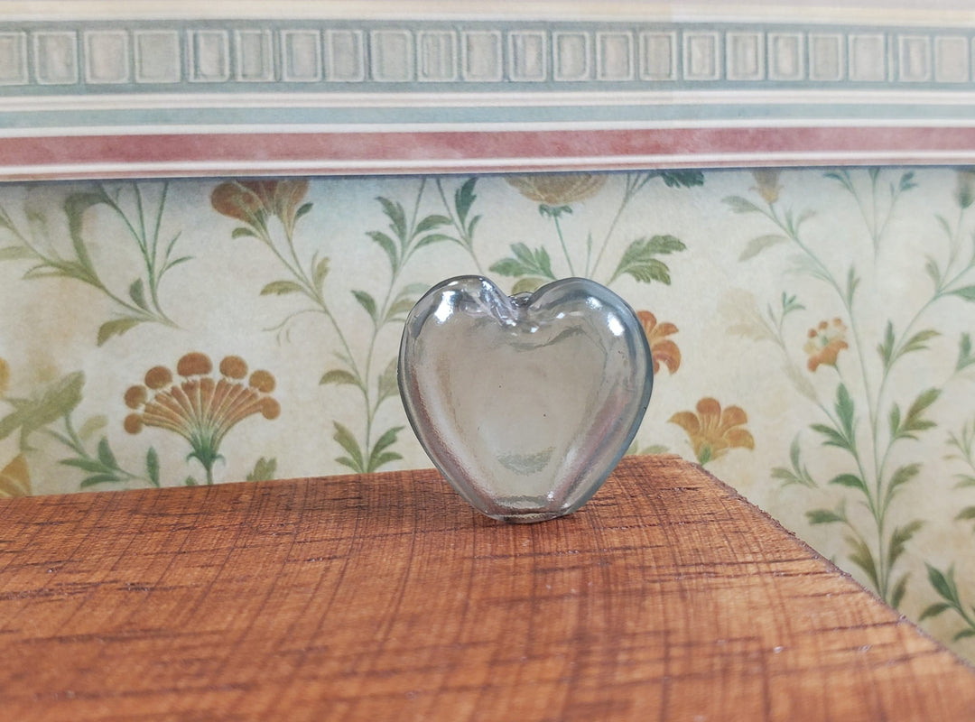Dollhouse Heart Shaped Glass Bud Vase Smoky Gray 1:12 Scale Miniature