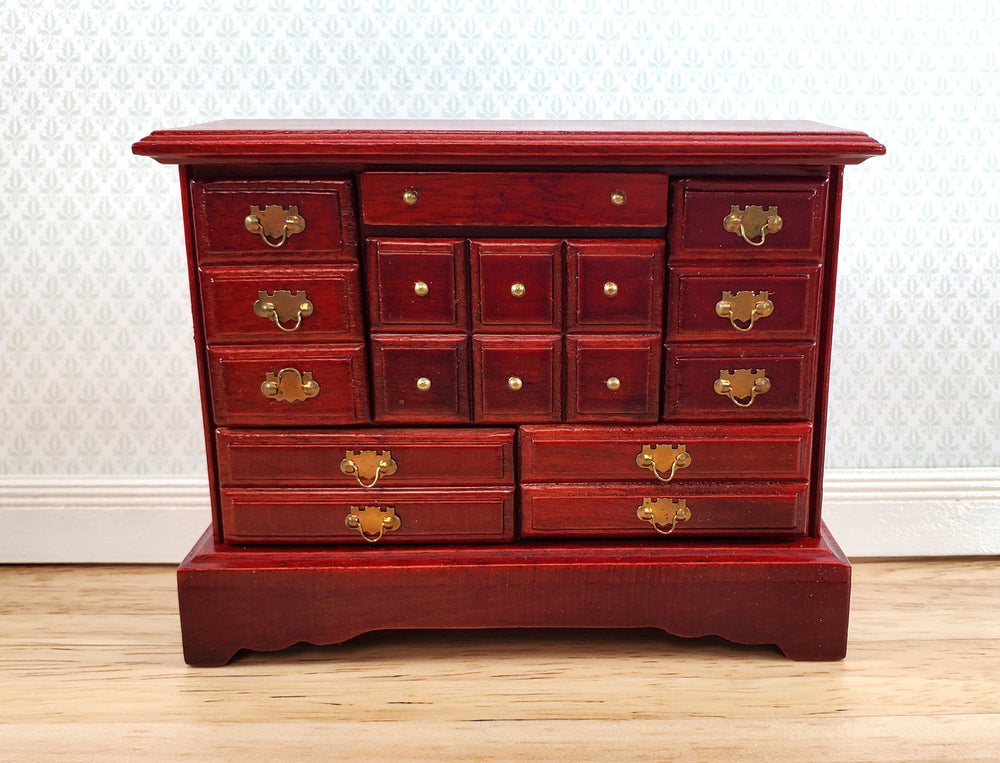 Dollhouse Dresser Chest 6 Opening Drawers 1:12 Scale Miniature Mahogany Finish