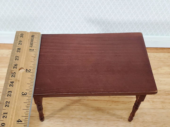 Dollhouse Table Kitchen or Dining Room Walnut Finish 1:12 Scale Miniature Wood Furniture