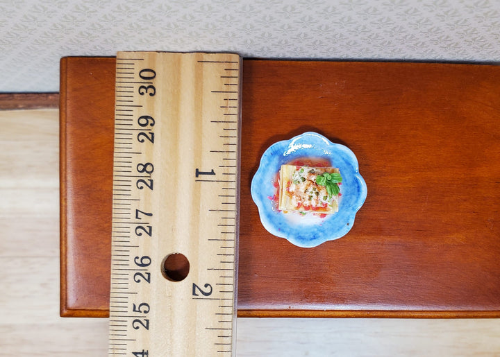 Dollhouse Lasagna on a Ceramic Plate 1:12 Scale Miniature Food Kitchen