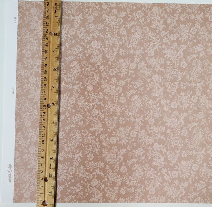 Dollhouse Wallpaper Beige Damask 3 Sheets MiniGraphics 1:12 Scale Miniature