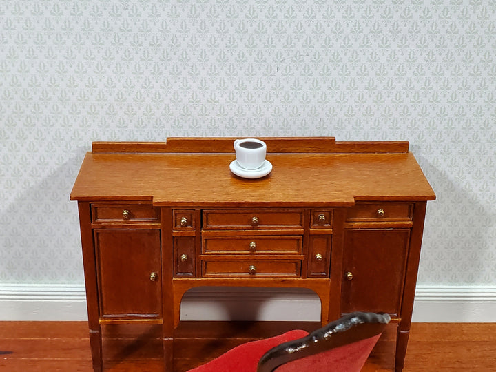 Dollhouse Filled Coffee Mug Cup with Saucer White Ceramic 1:12 Scale Miniature