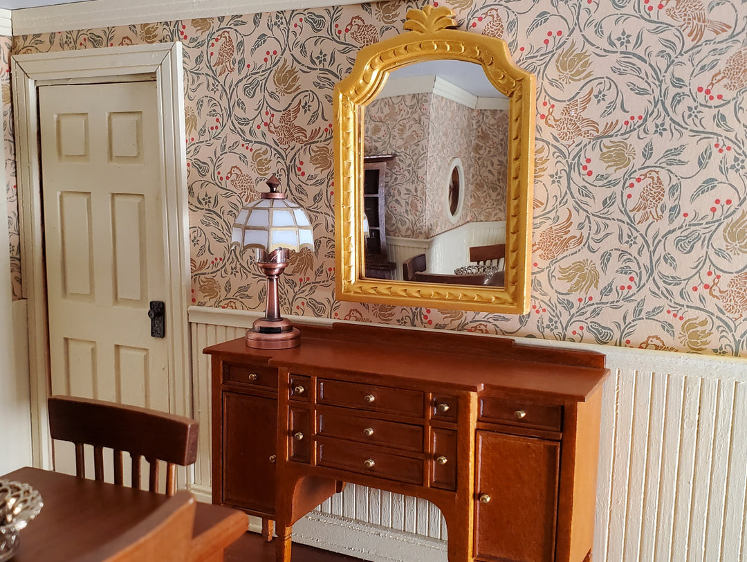 Dollhouse Large Mirror Fancy Wood 1:12 Scale Miniature Victorian 3 3/4" tall