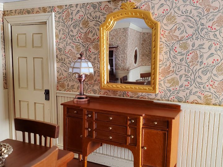 Dollhouse Large Mirror Fancy Wood 1:12 Scale Miniature Victorian 3 3/4" tall