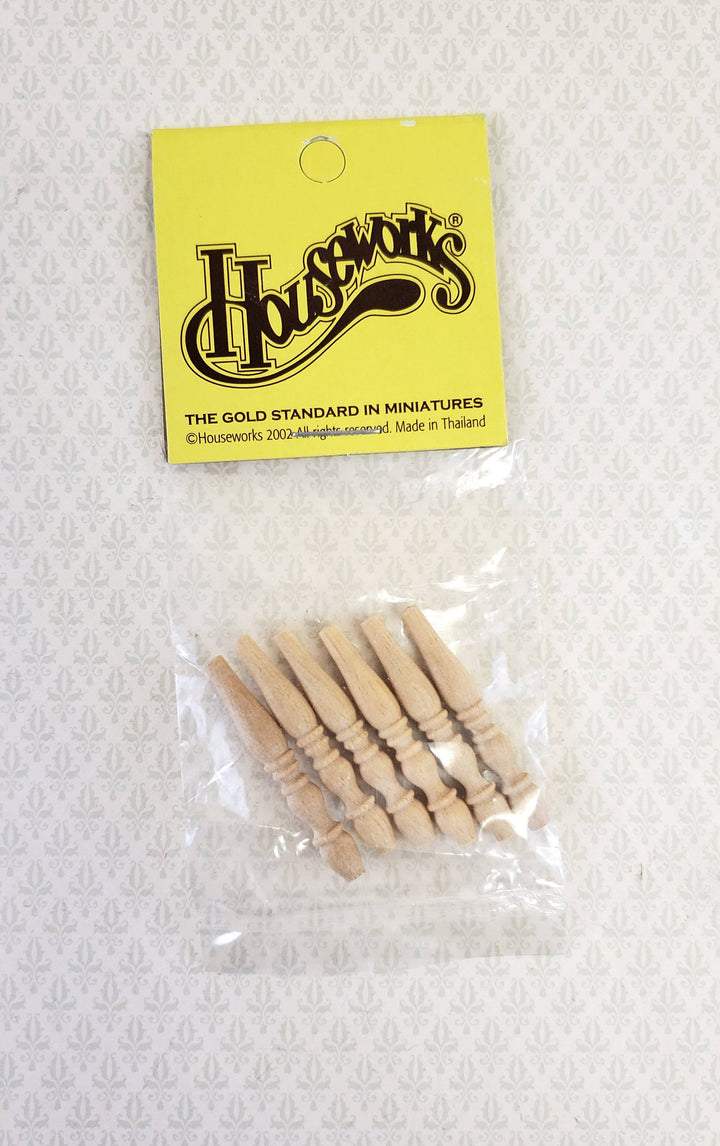 Dollhouse Miniature Spindles or Furniture Legs Wood 6 Pieces 1:12 Scale HW12016