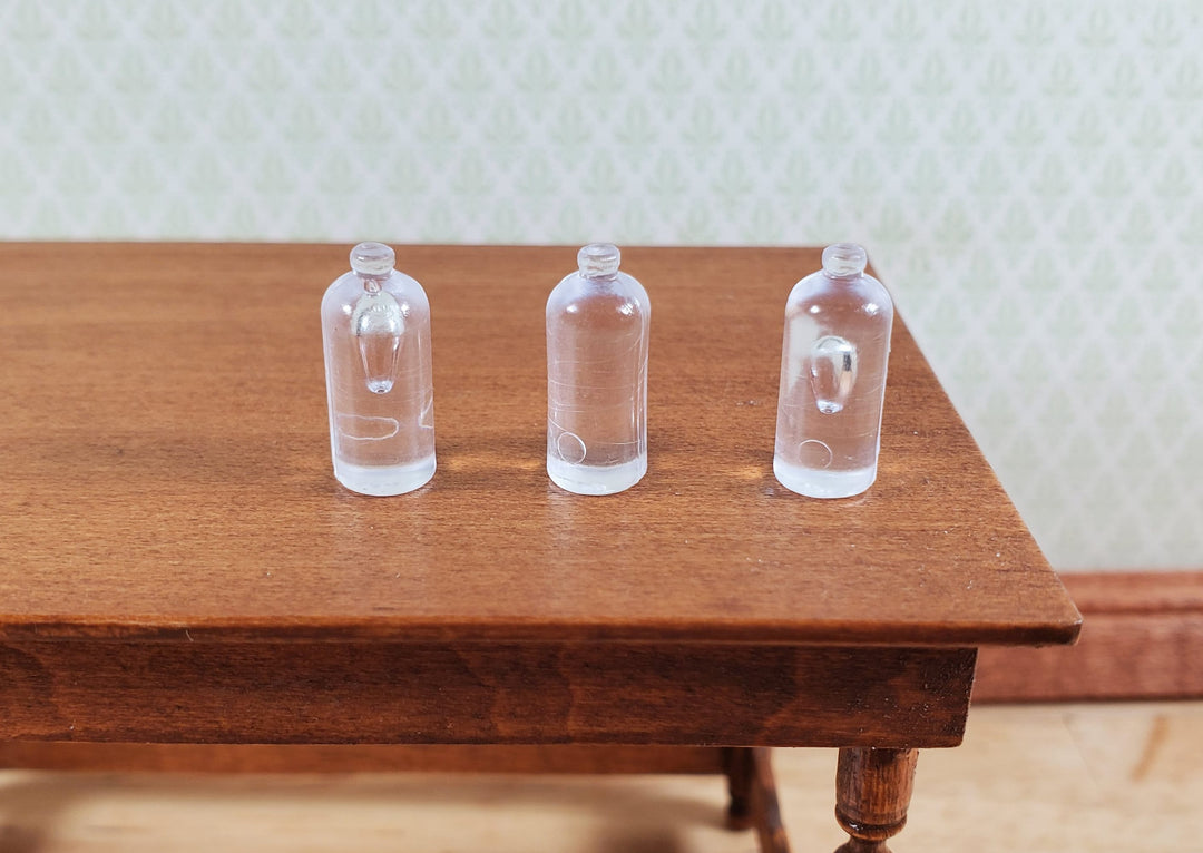 Miniature Clear Bottles Tonic Vinegar 3 Pieces Blanks 1:12 Scale Dollhouse