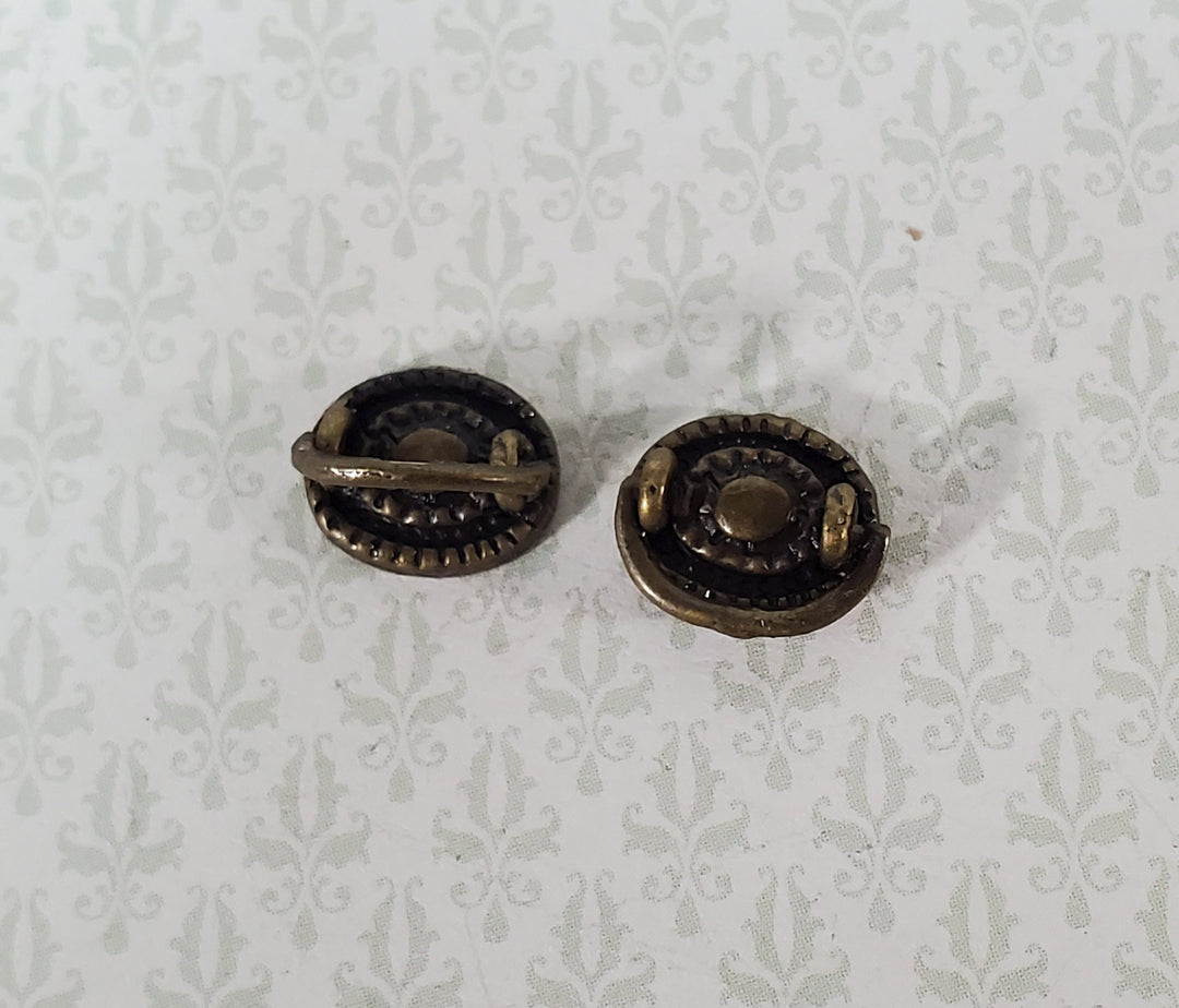 Dollhouse Drawer Pulls with Handle Oval 1:12 Scale Miniature Antique Bronze