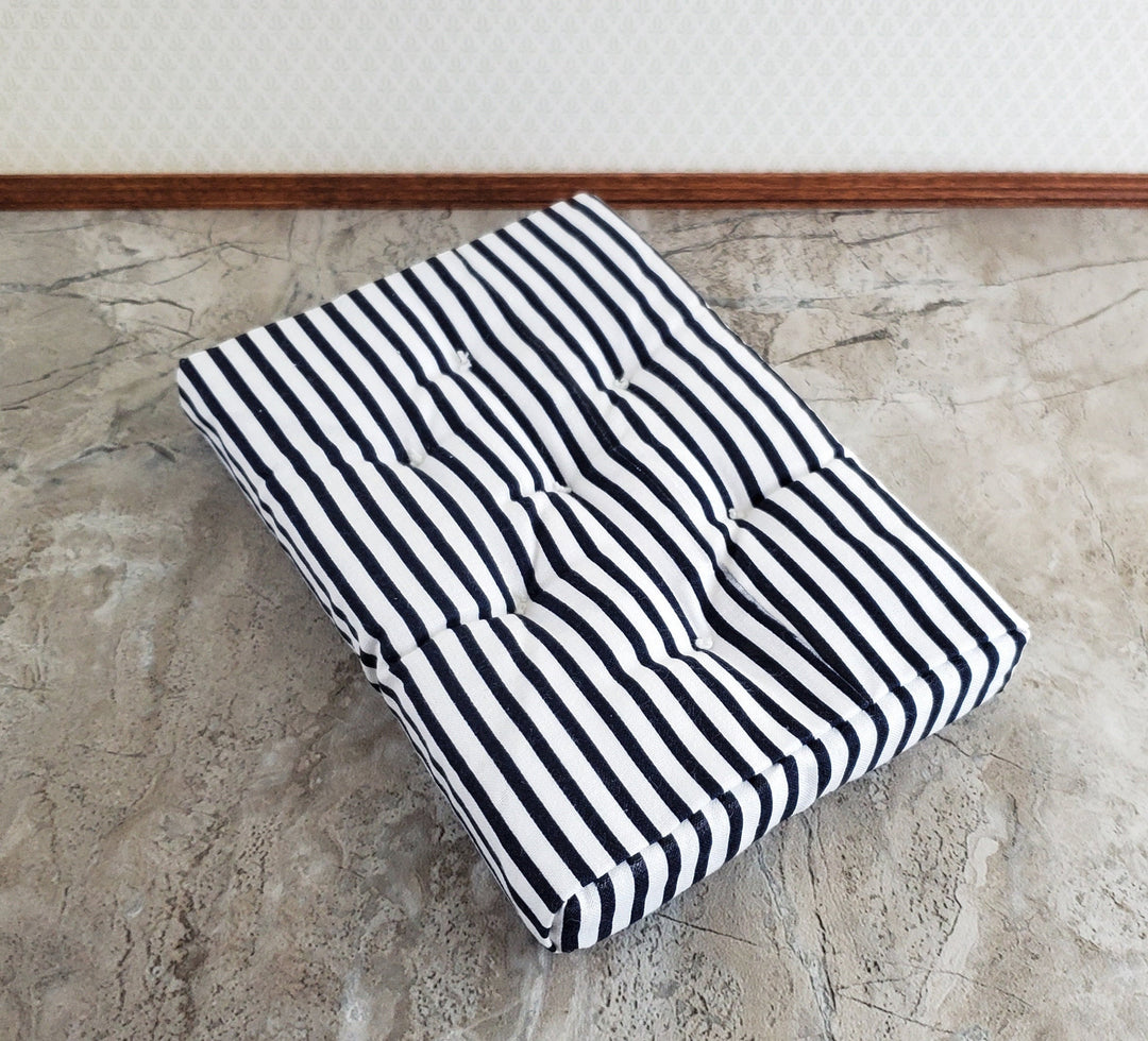 Dollhouse Miniature Mattress Double Size Black & White Striped 1:12 Scale Bedroom
