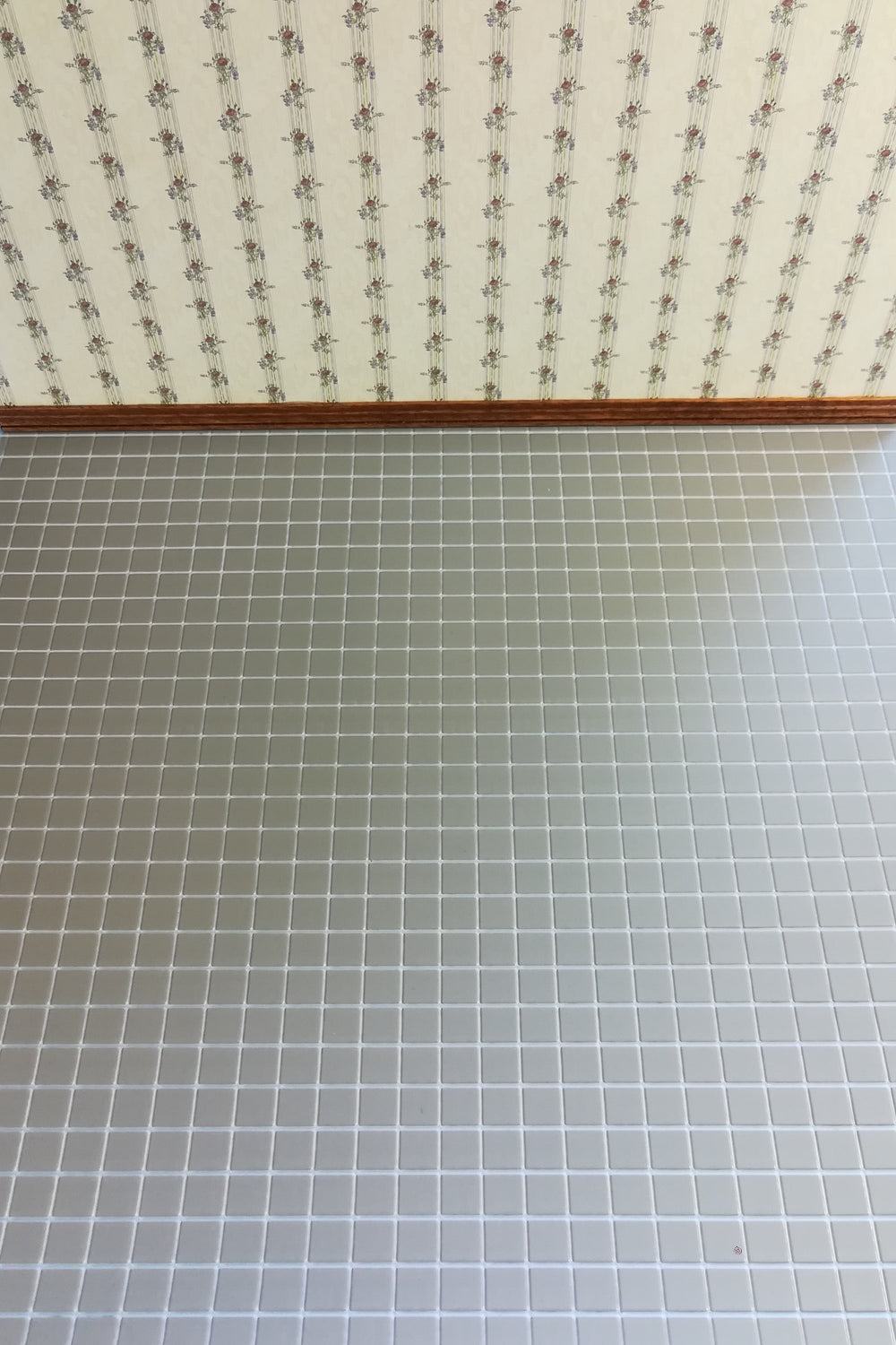 Dollhouse Tile Floor Chateau Gray Square Embossed Vinyl 1:12 Scale Miniature