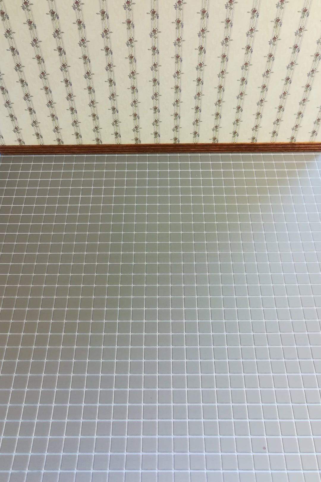 Dollhouse Tile Floor Chateau Gray Square Embossed Vinyl 1:12 Scale Miniature