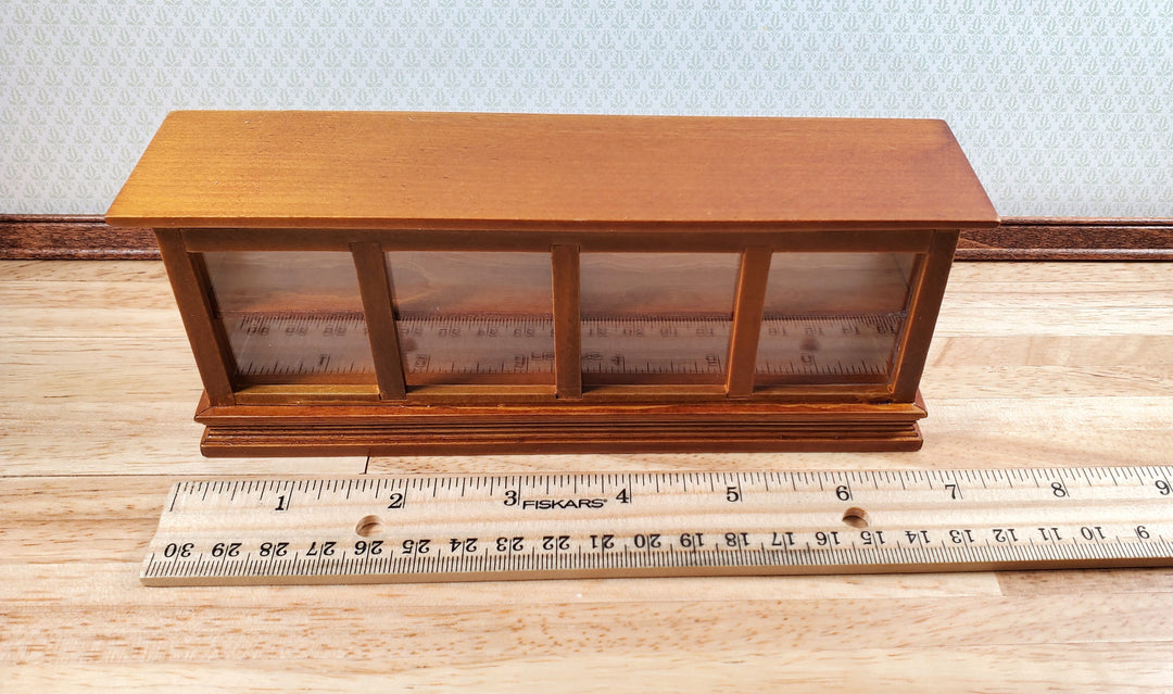 Dollhouse Low Display Counter for Bakery Store or Shop 1:12 Scale Walnut Finish Miniature Furniture