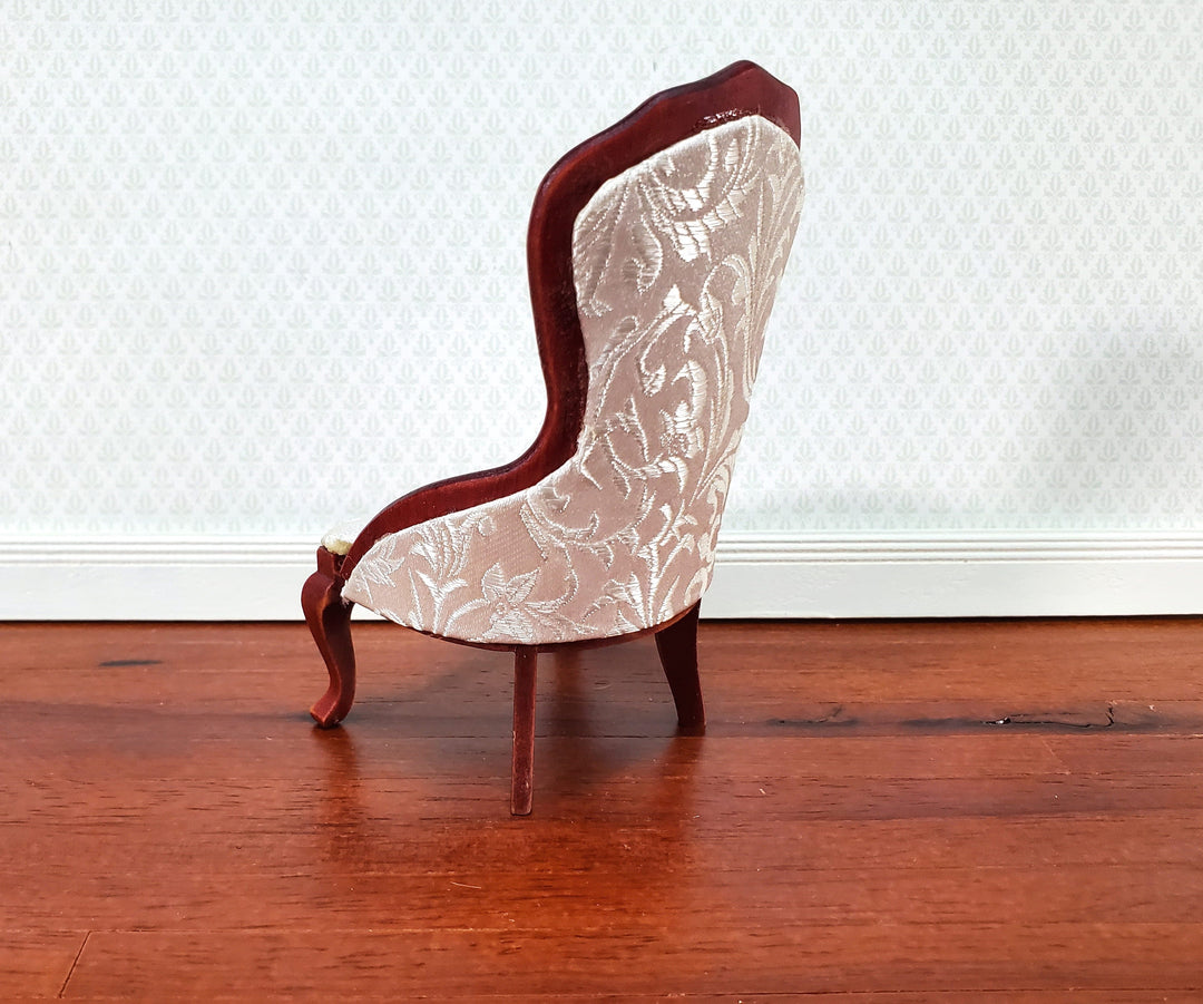 Dollhouse Ladies Chair Victorian White with Mahogany Finish 1:12 Scale Miniature Furniture