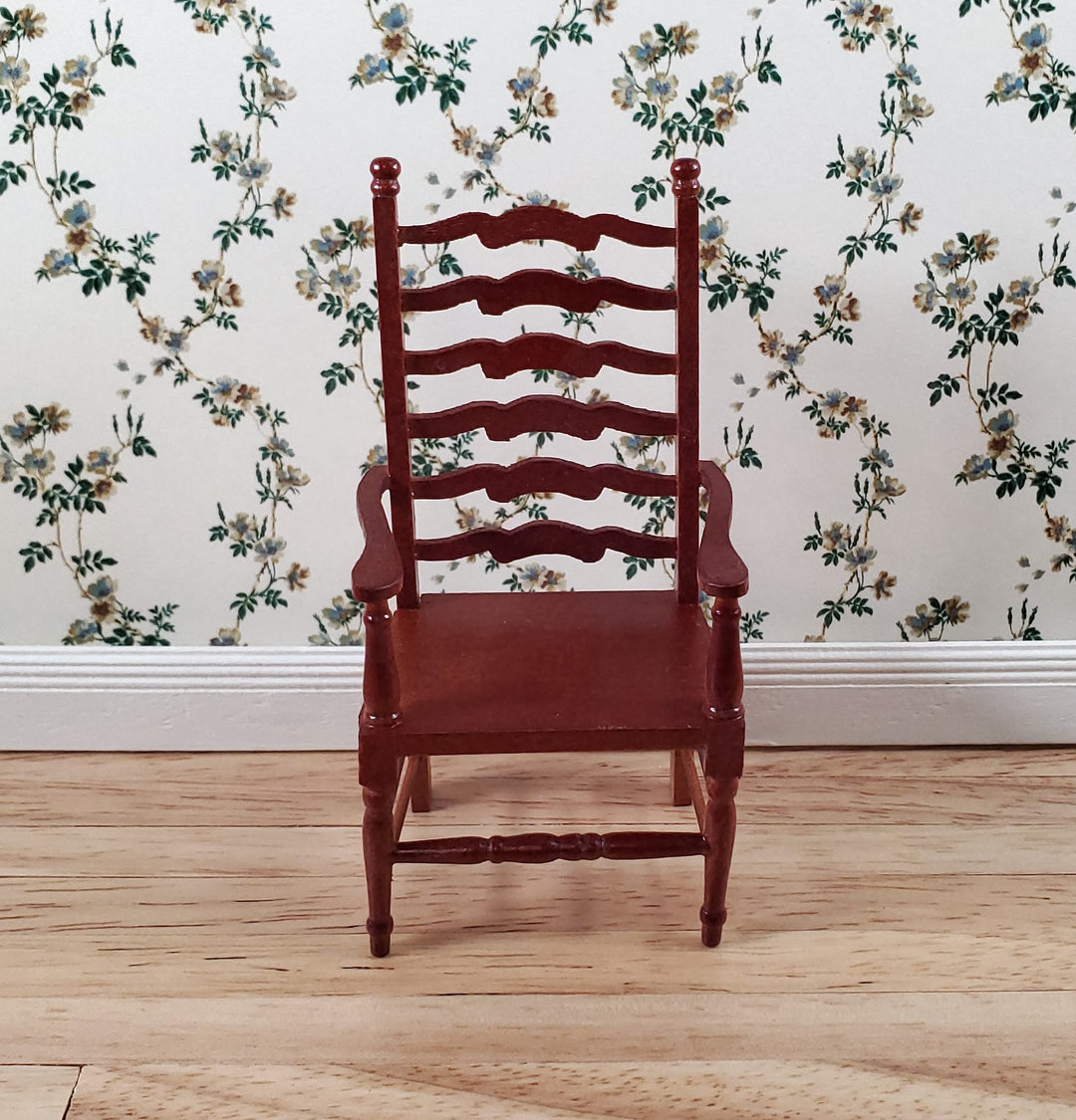 Dollhouse Ladderback Arm Chair for Kitchen or Dining Room 1:12 Scale Furniture