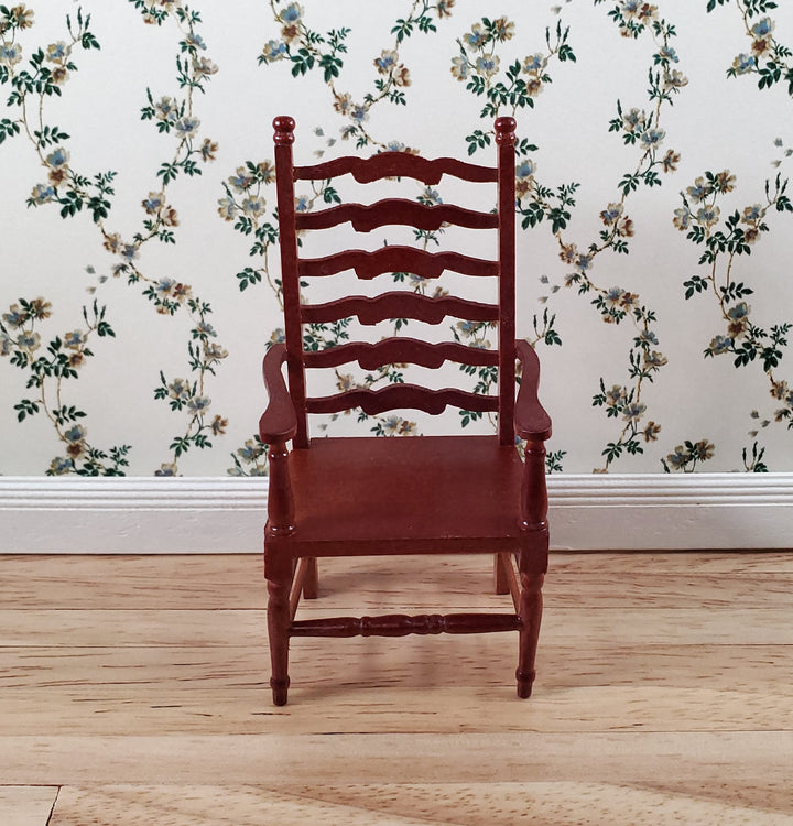 Dollhouse Ladderback Arm Chair for Kitchen or Dining Room 1:12 Scale Furniture