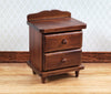 Dollhouse Nightstand Side Table 2 Drawers Walnut Finish 1:12 Scale Miniature Furniture