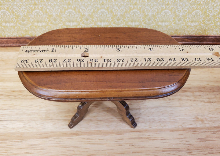 Dollhouse Table Oval Wood Walnut Finish 1:12 Scale Miniature Kitchen Dining Room