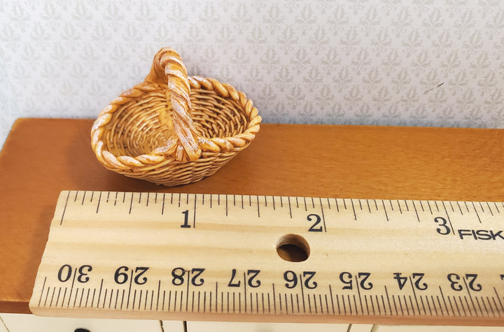 Dollhouse Basket with Handle Wicker Style 1:12 Scale Miniature Decor Accessories