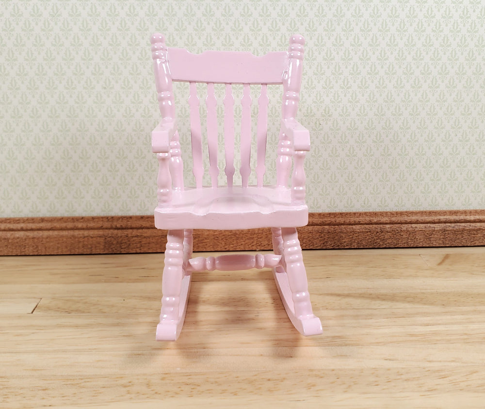 Dollhouse Rocking Chair Pink Wood 1:12 Scale Miniature Furniture Nursery