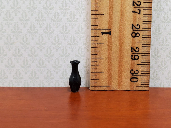 Dollhouse HALF SCALE Tiny Glass Bud Vase Black 1:24 Miniature