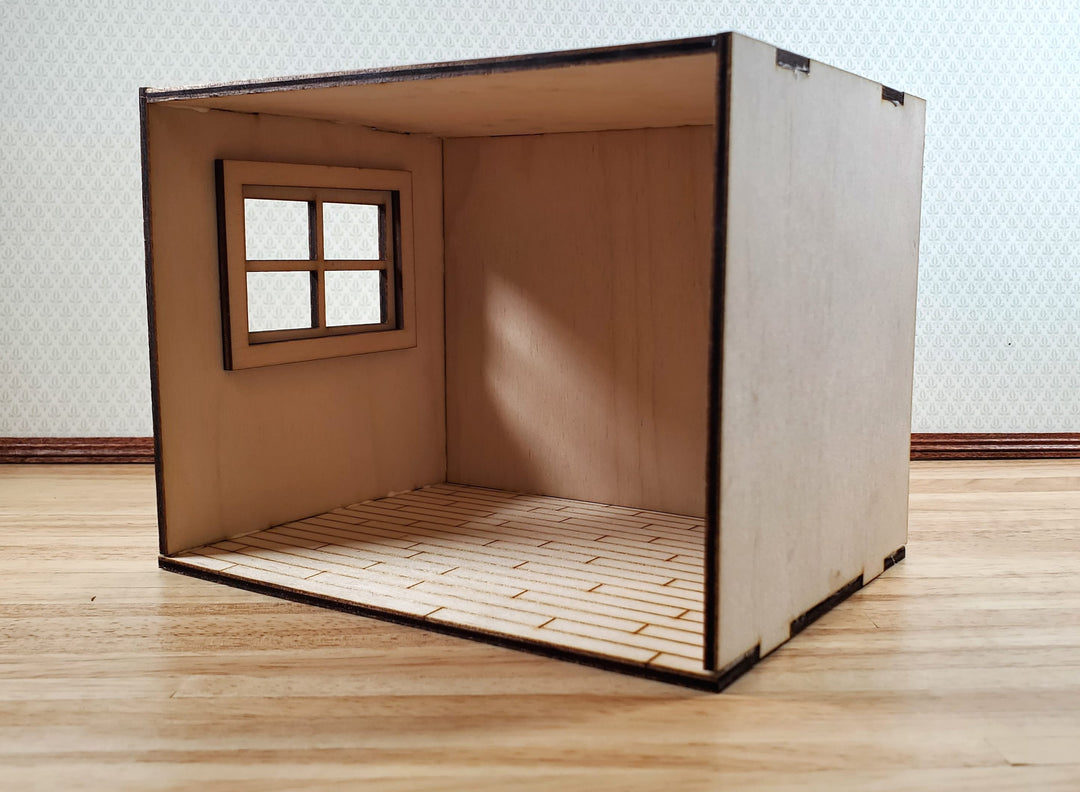 Half Scale Room Box DIY Kit Small Diorama Window Wood Floor 1:24 Miniature 6x4.5
