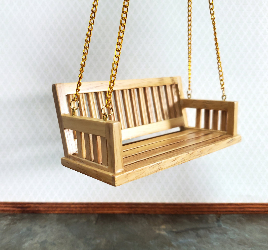 Dollhouse Porch Swing Bench Style Light Oak 1:12 Scale Miniature Furniture