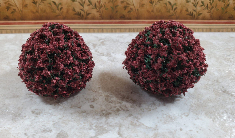 2 Model Scenery Round Flowering Shrubs Mauve Dollhouses Scale Model RR 1.5" - MiniatureCrush