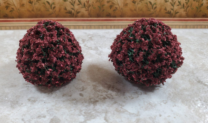 2 Model Scenery Round Flowering Shrubs Mauve Dollhouses Scale Model RR 1.5" - MiniatureCrush