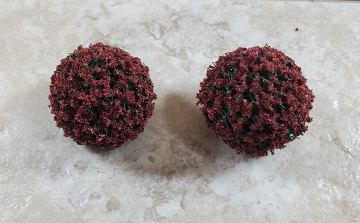 2 Model Scenery Round Flowering Shrubs Mauve Dollhouses Scale Model RR 1.5" - MiniatureCrush