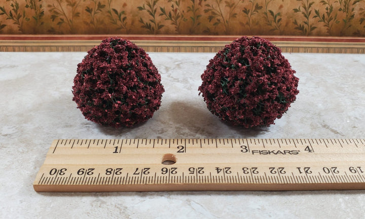 2 Model Scenery Round Flowering Shrubs Mauve Dollhouses Scale Model RR 1.5" - MiniatureCrush