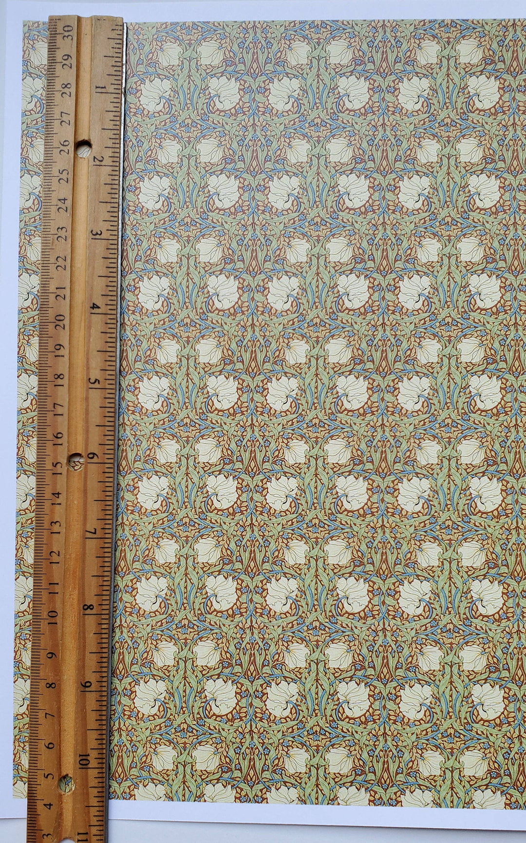 Dollhouse Wallpaper William Morris Art Nouveau Pimpernel Green Floral 1:12 Scale Itsy Bitsy