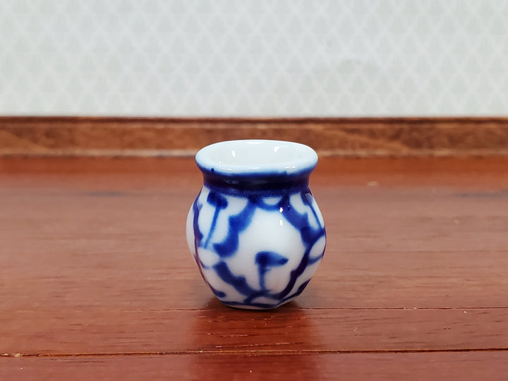 Dollhouse Vase Blue & White Pattern Decorative Planter Ceramic 1:12 Scale