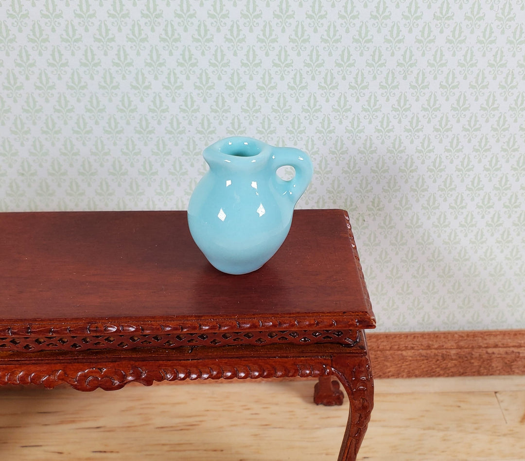 Dollhouse Jug with Handle Sea Green Ceramic 1:12 Scale Miniature Decor