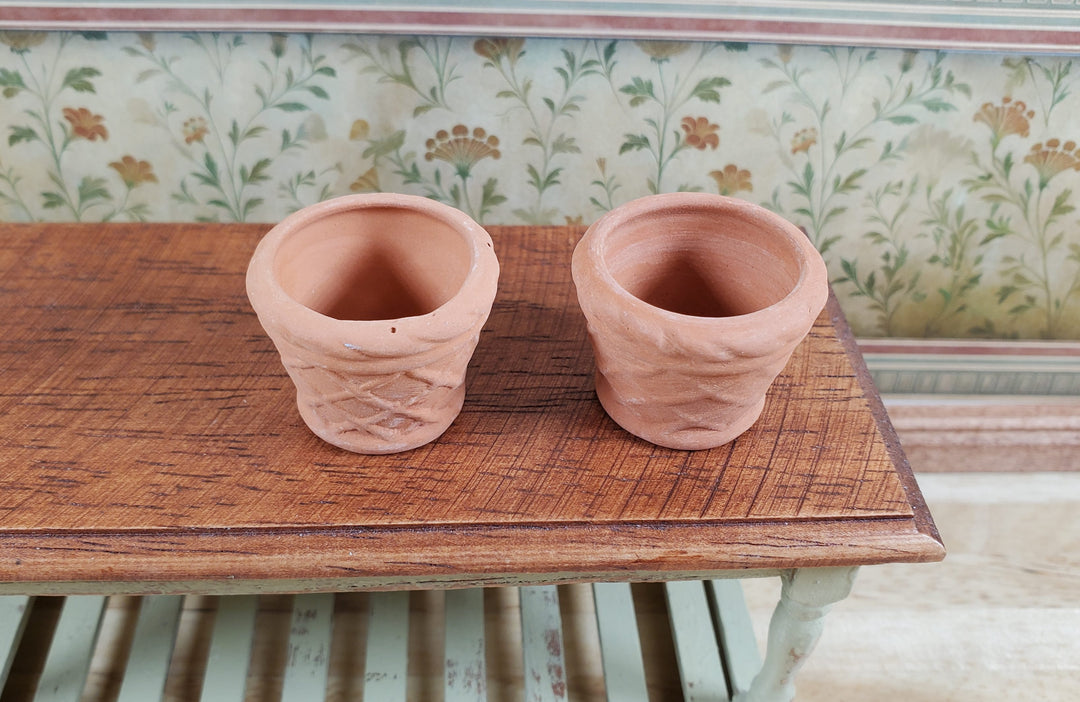 Dollhouse Terra Cotta Pots Planters Set of 2 Unglazed 1:12 Scale Miniatures
