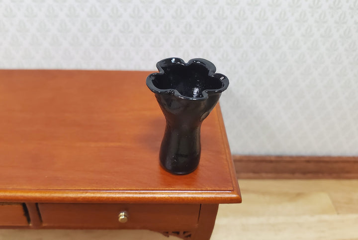 Dollhouse Black Ruffled Vase 1:12 Scale Miniature Decoration Halloween