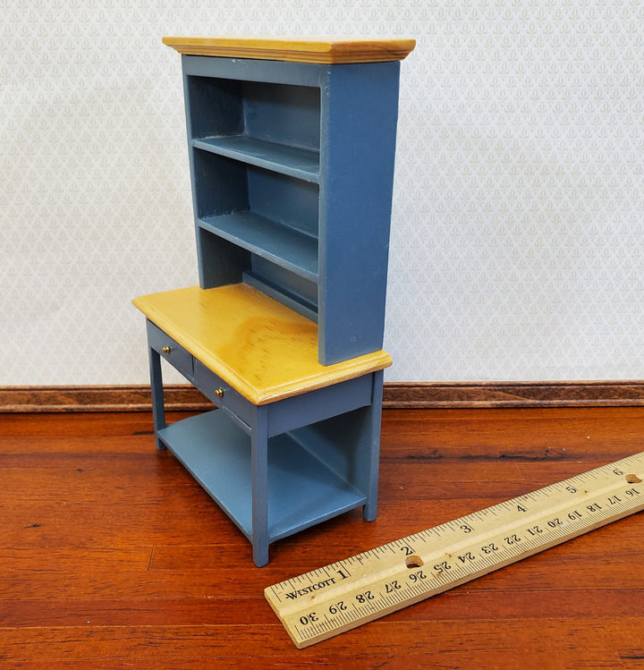 Dollhouse Kitchen Hutch Cabinet Cupboard 1:12 Scale Blue Gray Finish