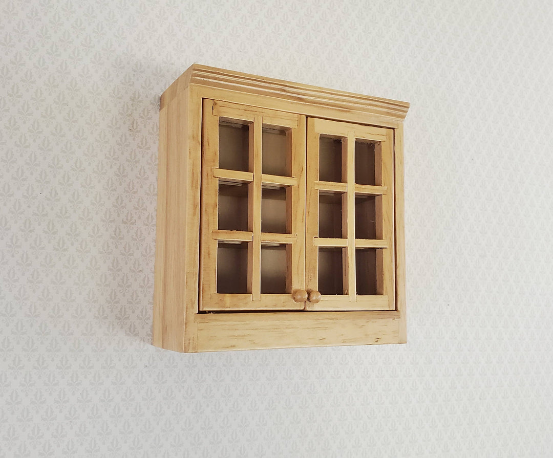 Dollhouse Miniature Upper Kitchen Cabinet Light Oak with Doors 1:12 Scale