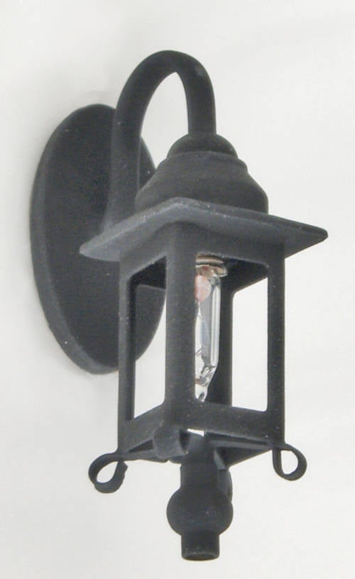 Dollhouse Miniature Black Coach Lamp Sconce 1:12 Scale 12 Volt Electric with Plug Porch Light