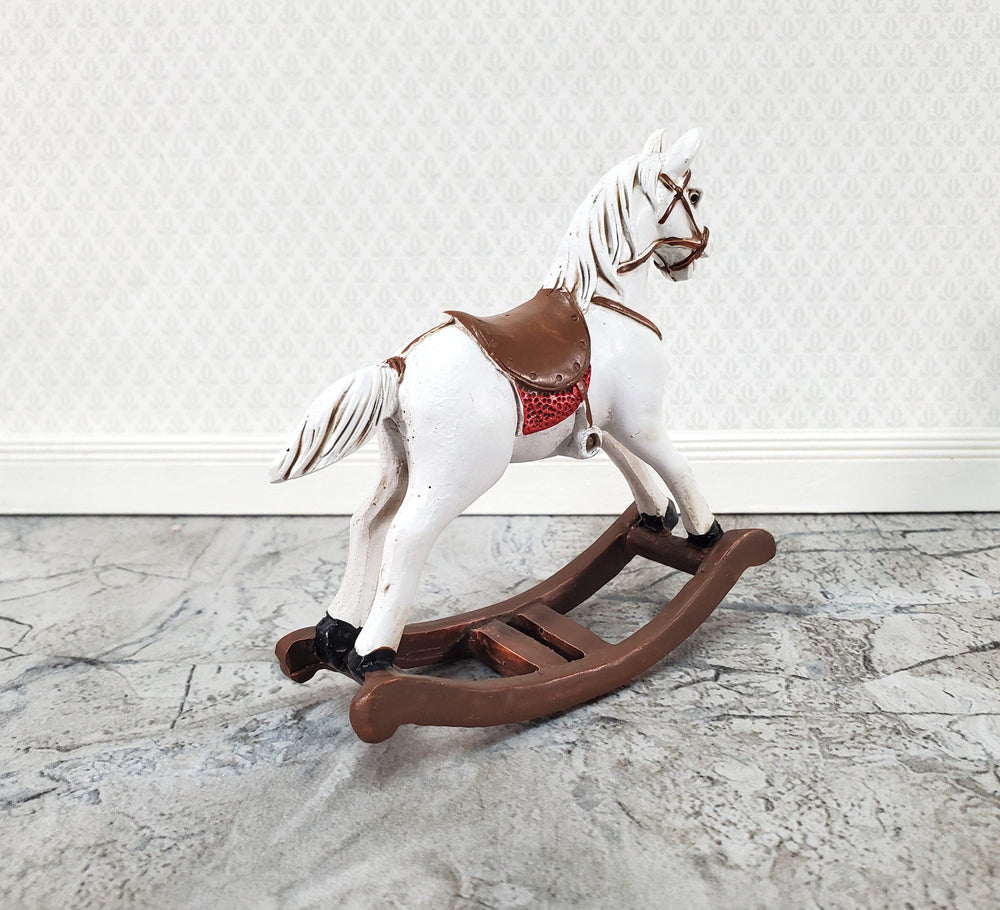 Dollhouse Rocking Horse Large Cast Resin 1:12 Scale Toy for Nursery or Kids Bedroom