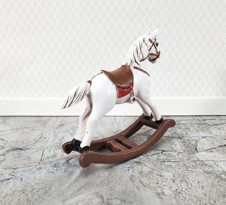 Dollhouse Rocking Horse Large Cast Resin 1:12 Scale Toy for Nursery or Kids Bedroom