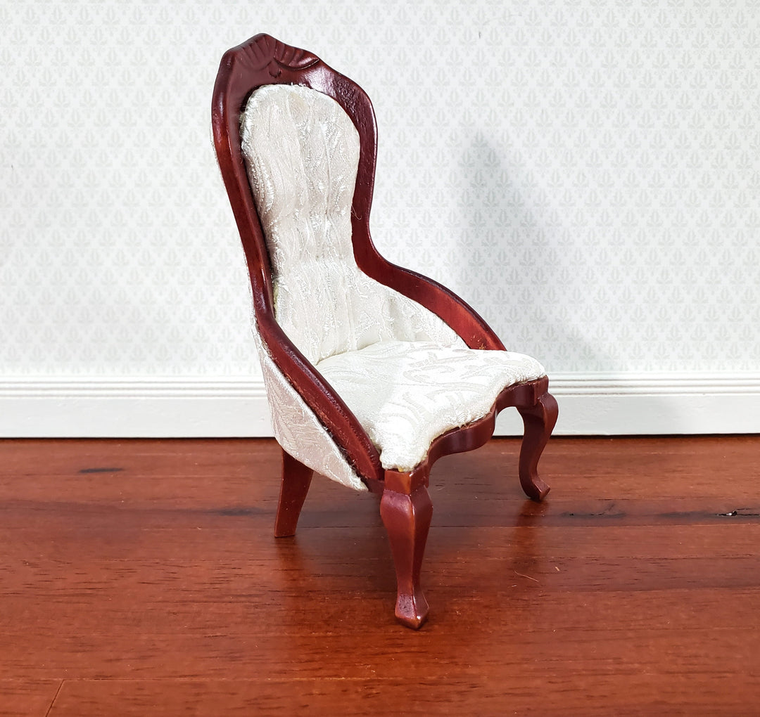 Dollhouse Ladies Chair Victorian White with Mahogany Finish 1:12 Scale Miniature Furniture