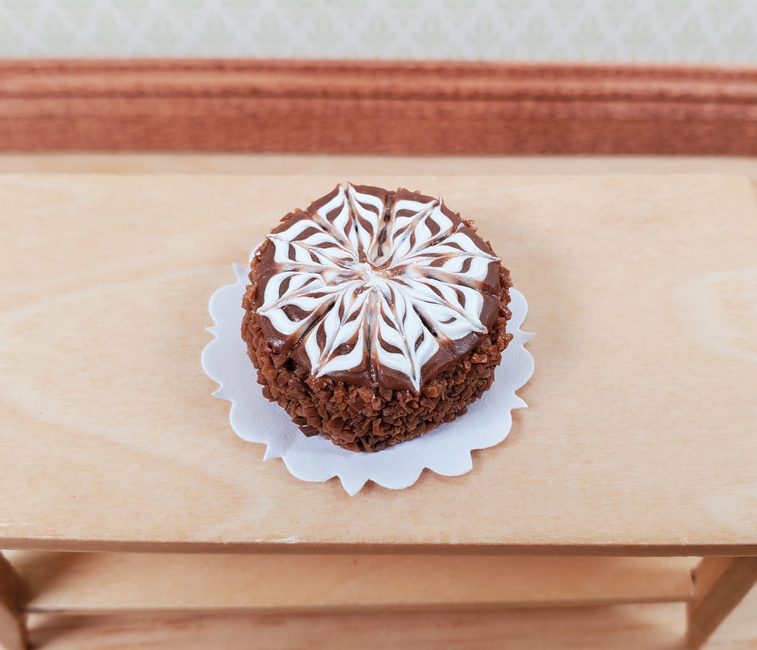 Dollhouse Chocolate Swirl Cake 1:12 Scale Miniature Food Prop Dessert Bakery