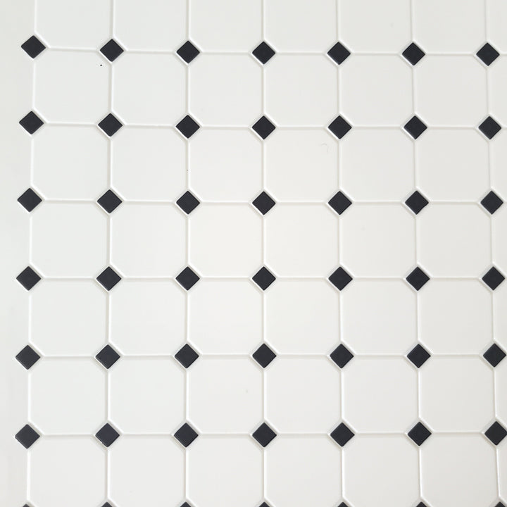 Dollhouse Tile Flooring White with Dark Gray Diamonds Embossed 1:12 Scale Miniatures