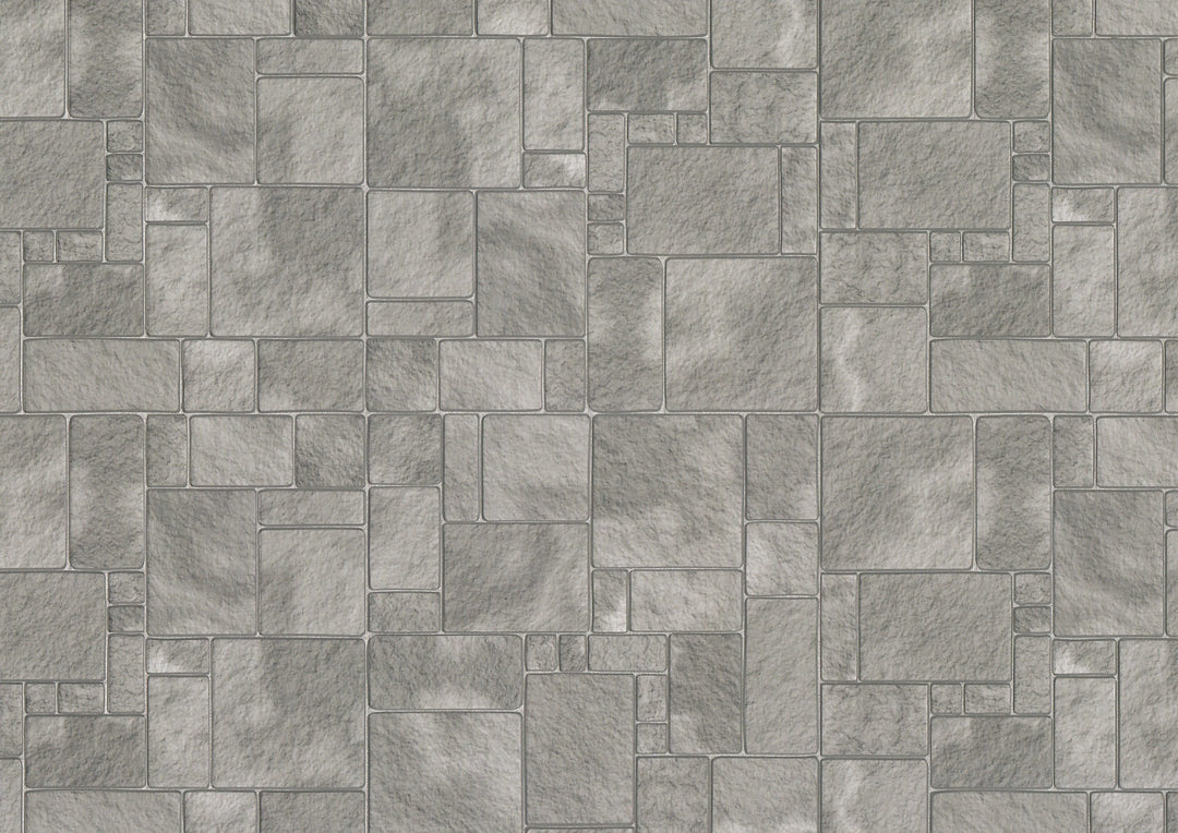 Miniature Flagstone Tile Floor Lightly Embossed Faux Flooring Gray Card Stock