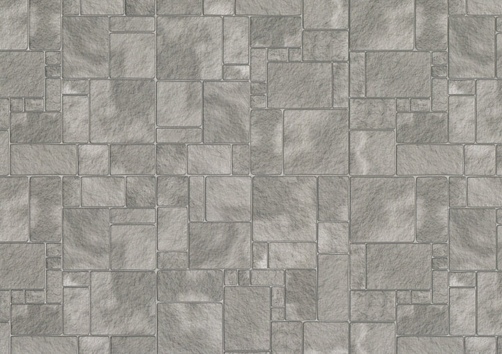 Miniature Flagstone Tile Floor Lightly Embossed Faux Flooring Gray Card Stock