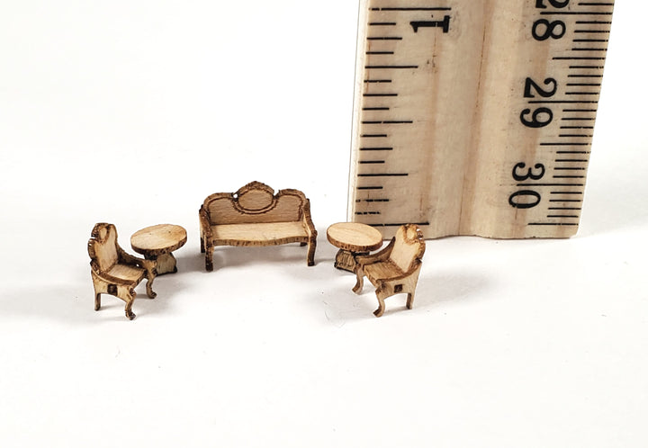 Dollhouse 1:144 Scale Furniture KIT DIY Victorian Living Room Set Sofa Chairs +