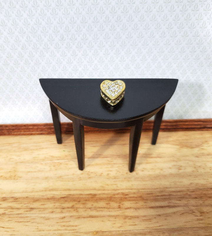 Dollhouse Jewelry Box with Crystal Jewels Heart Shape Opening Lid 1:12 Scale